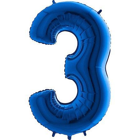 Balón foliový číslice MODRÁ - BLUE 102 cm - 3