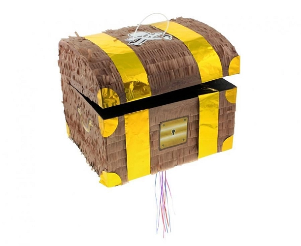 Piňata Truhla pokladů - pirát - 30 x 25 x 34 cm -  tahací