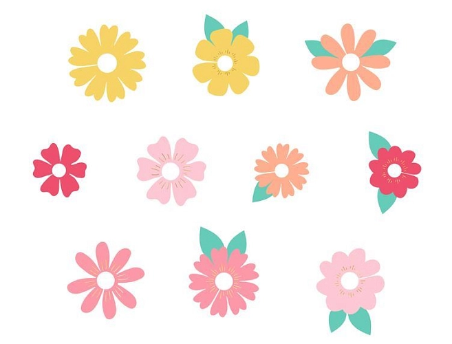 Dekorace na skleničky barevné květy - havaj - Hawaii - mix -10 ks