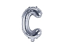 Balón foliový písmeno 'C', 35cm, STŘÍBRNÝ (NELZE PLNIT HELIEM)
