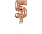 Balón foliový číslice - 5 - RŮŽOVO ZLATÁ - ROSE GOLD 12,5 cm s držákem