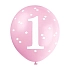 Balónky 1. narozeniny HOLKA - 5 ks - 30 cm - Happy birthday - RŮŽOVÉ