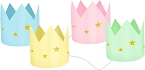 Papírové korunky pastelové - Unicorn - mix -  8 ks