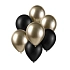 Sada latexových balónků - chromovaná prosecco,černá 7 ks - 30 cm