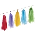 Girlanda střapce - třásně - pom pom - multicolor - duha barevná - 20 ks - 420 x 30 cm