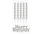 Svíčky narozeniny - Happy Birthday - stříbrné - 16 ks - 7 cm
