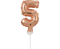 Balón foliový číslice - 5 - RŮŽOVO ZLATÁ - ROSE GOLD 12,5 cm s držákem