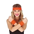 Retro sada potítek s čelenkou neon - oranžové - 80.léta - disco - 3 ks