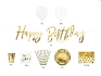 Párty sada narozeniny Happy Birthday - zlatá - 60 ks