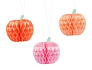 Dekorace závěsné pompom dýně - pumkin - mix - Halloween -  3 ks - 24 cm