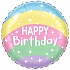 Fóliový balónek Happy Birthday - pastelový kulatý - narozeniny - 45 cm