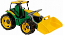Traktor se lžíci zeleno žlutý