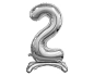 Balón foilový číslice STŘÍBRNÁ na podstavci , 74 cm - 2