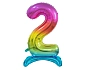 Balón foliový číslice DUHOVÁ na podstavci , 74 cm - 2