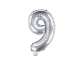 Balón foliový číslice STŘÍBRNÁ 35 cm - 9 ( NELZE PLNIT HELIEM )