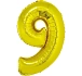 Balón foliový číslice ZLATÁ 35 cm - 9  ( NELZE PLNIT HELIEM )