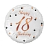 Balón foliový bílý 18 let - Happy Birthday - narozeniny - růžovozlatý nápis - 45 cm